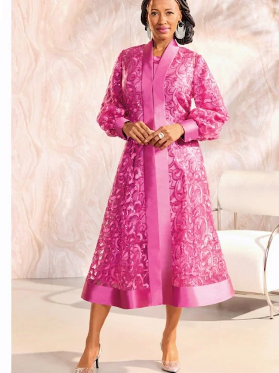 Giovanna Metallic Brocade Ruffle-Shoulder Sheath Dress-Plus - Picture 4 of 10